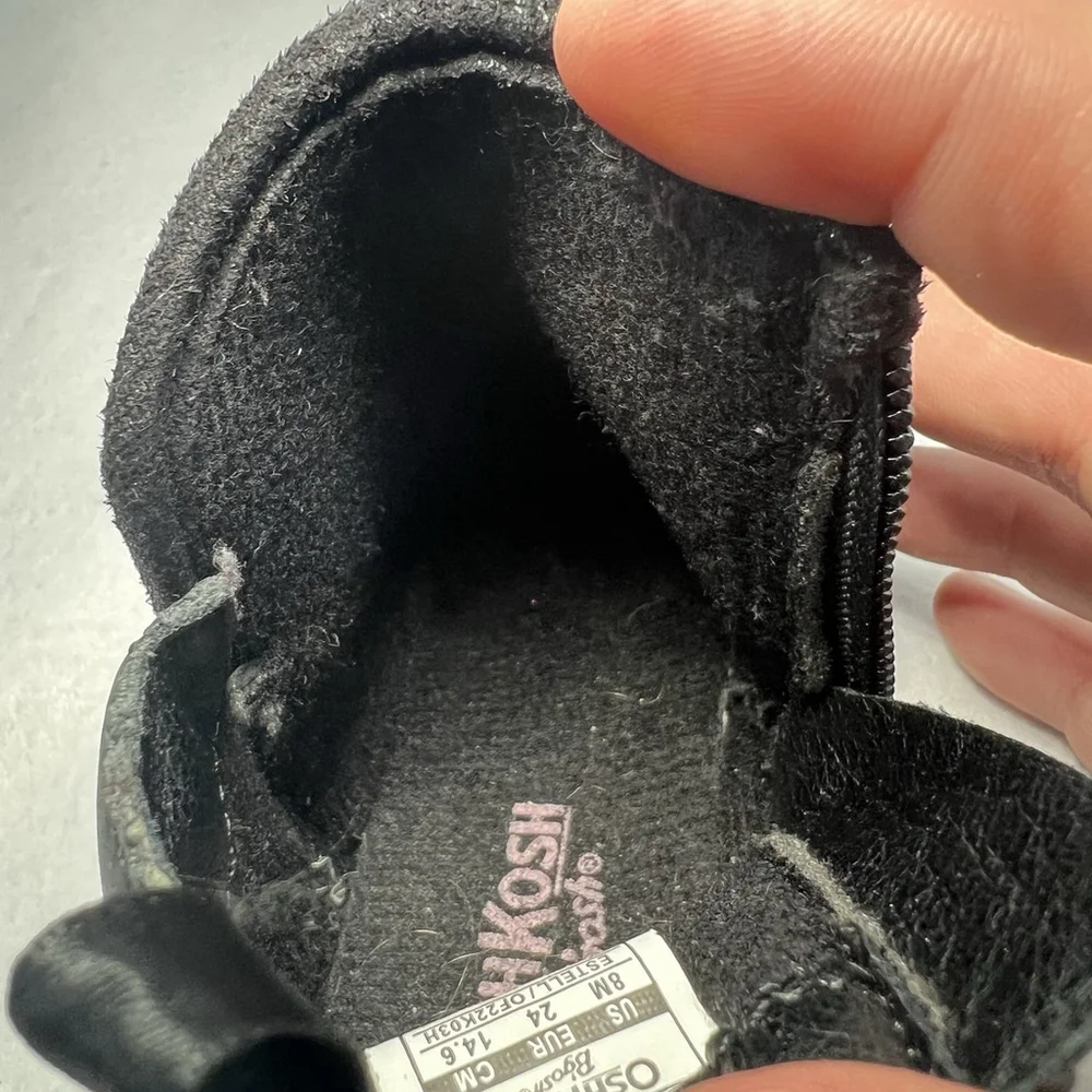OshKosh B’Gosh Estell Toddler Girl Fashion Boots Size 8M Side Zip Black Color